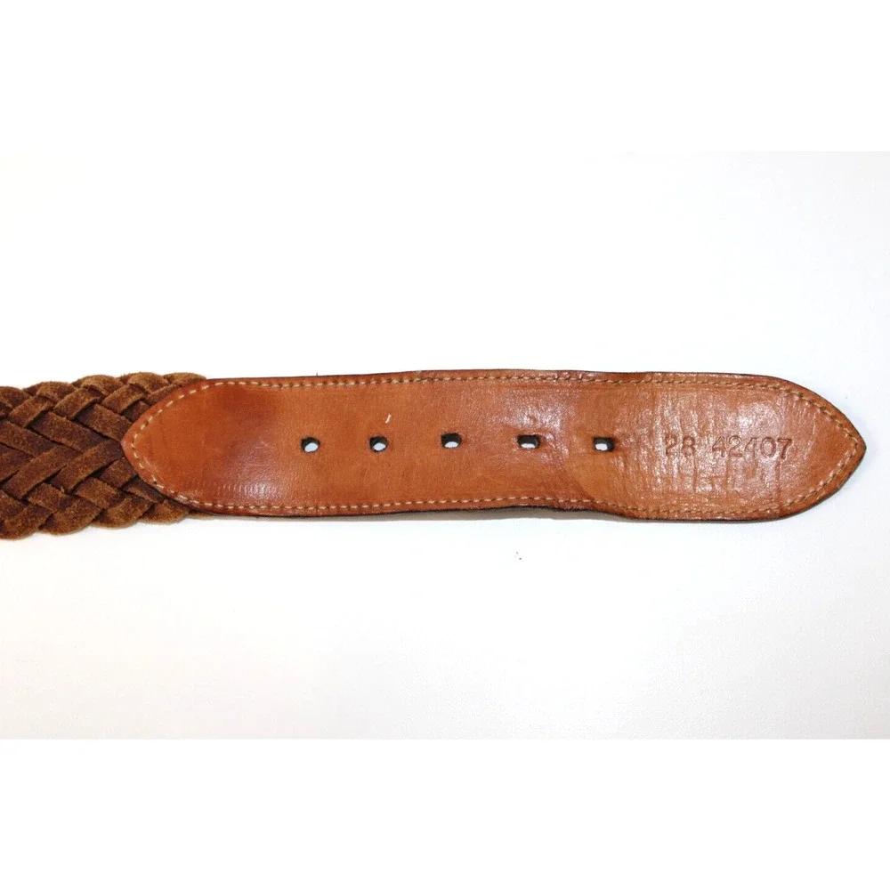 Brighton Belt Women's Size 28 Vintage 90s Brown Braided Woven Leather USA 42407